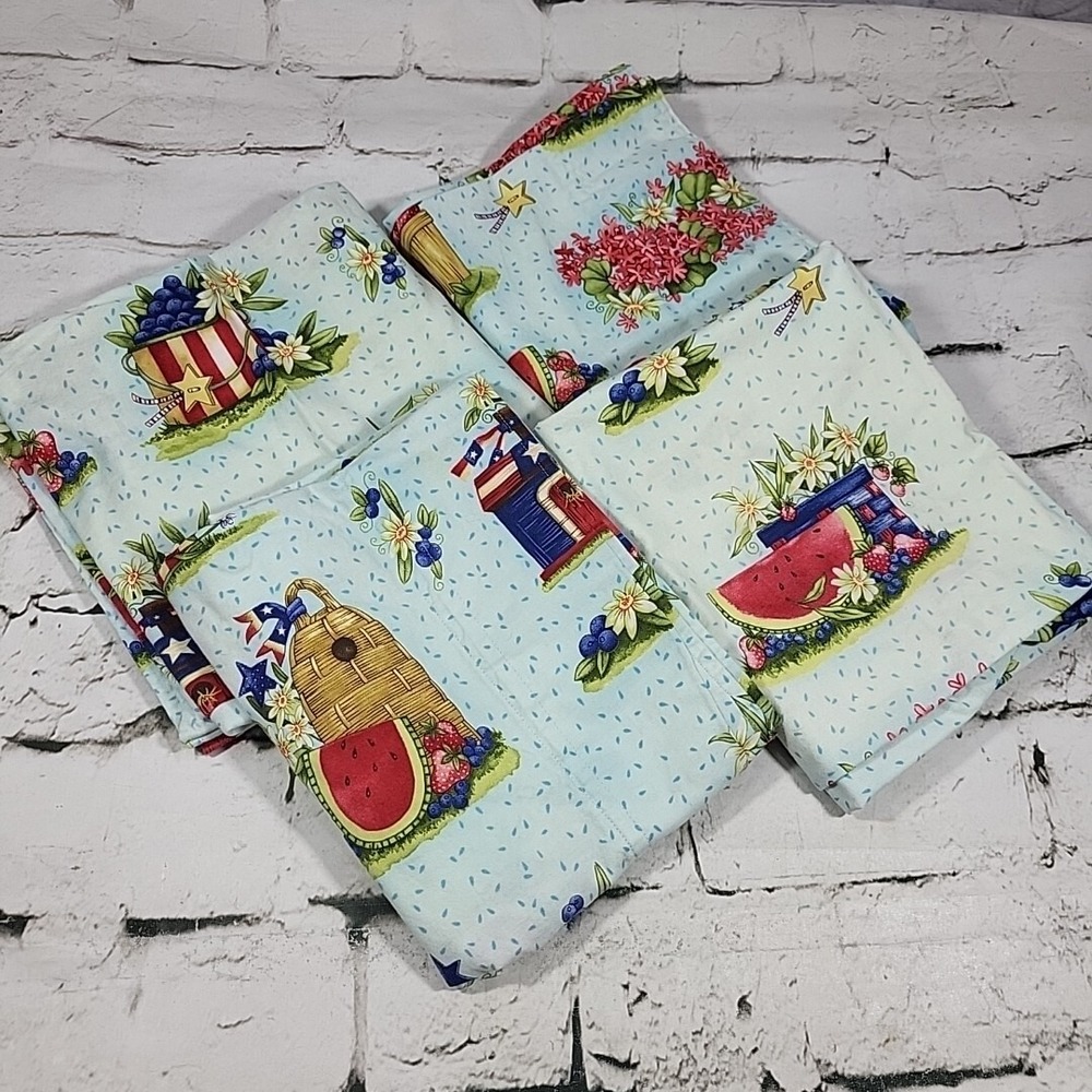 Summer Patriotic 4th Of July Pillowcases Pillow Shams Handmade Lot Of 4 29"x18"
